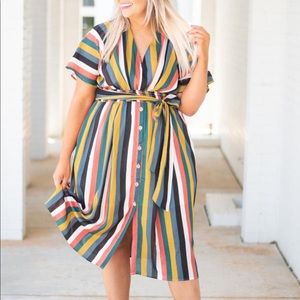 ✨brand new✨ Colorful striped midi dress w/ sleeves